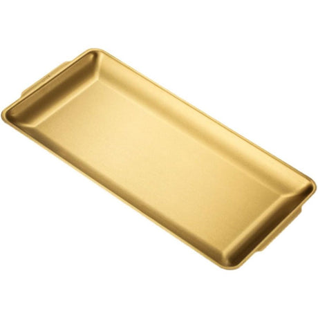 Stainless Steel Heavy-Duty Lerving Trays, Gold Rectangular Plates for Food, Fruit, Party, Wedding, Christmas, Chip and Scratch Resistant（32*16cm）