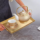 Stainless Steel Heavy-Duty Lerving Trays, Gold Rectangular Plates for Food, Fruit, Party, Wedding, Christmas, Chip and Scratch Resistant（32*16cm）