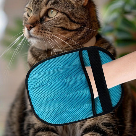 2pcs Five-Finger Electrostatic Pet Hair Removal Glove for Cats & Dogs, Reusable Magic Brush Grooming Mitt for Furniture, Couch, Carpet, Car Seat & Clothing（blue）