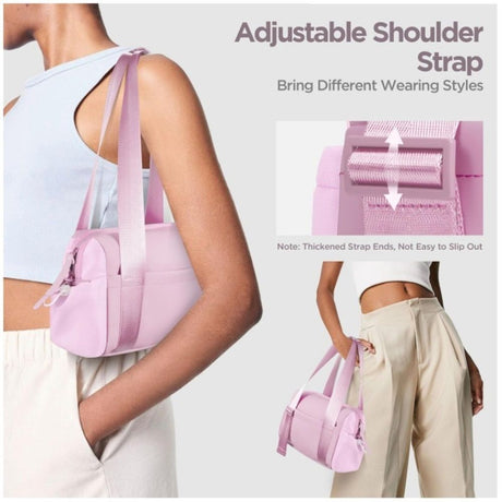 Mini Gym Bag for Women with Adjustable Wide Strap - Lightweight Waterproof Duffle & Crossbody Travel Bag with Wet/Dry Compartments, Multi-Pocket Design for Gym Clothes & Essentials（Pink）