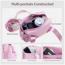 Mini Gym Bag for Women with Adjustable Wide Strap - Lightweight Waterproof Duffle & Crossbody Travel Bag with Wet/Dry Compartments, Multi-Pocket Design for Gym Clothes & Essentials（Pink）