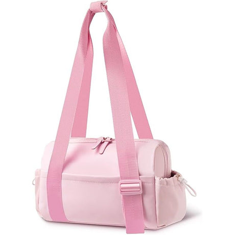 Mini Gym Bag for Women with Adjustable Wide Strap - Lightweight Waterproof Duffle & Crossbody Travel Bag with Wet/Dry Compartments, Multi-Pocket Design for Gym Clothes & Essentials（Pink）