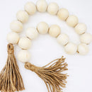 Wooden Beads and Tassels,Long Rustic Farmhouse Country Decorative Beads for Home Tiered Tray Decor, Natural Beige（Round bead 98cm）