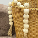Wooden Beads and Tassels,Long Rustic Farmhouse Country Decorative Beads for Home Tiered Tray Decor, Natural Beige（Round bead 98cm）