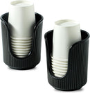 Bathroom Cup Dispenser with Stylish Vertical Stripes - Disposable Mouthwash Cup Holder Holds Paper Cups for Rinsing Cups on Bathroom Vanity Countertops (Black 2 Pack)