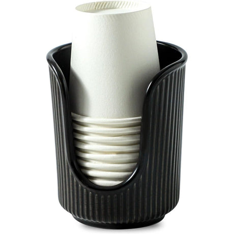 Bathroom Cup Dispenser with Stylish Vertical Stripes - Disposable Mouthwash Cup Holder Holds Paper Cups for Rinsing Cups on Bathroom Vanity Countertops (Black 2 Pack)
