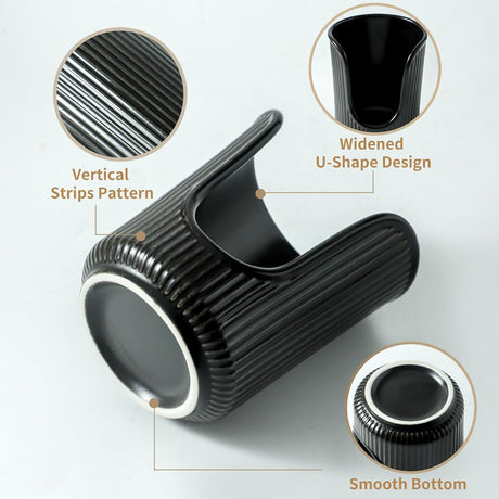 Bathroom Cup Dispenser with Stylish Vertical Stripes - Disposable Mouthwash Cup Holder Holds Paper Cups for Rinsing Cups on Bathroom Vanity Countertops (Black 2 Pack)