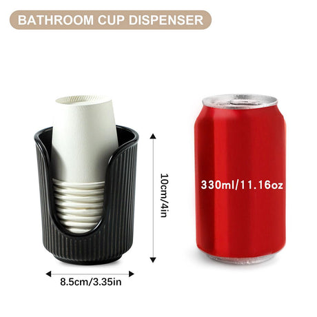 Bathroom Cup Dispenser with Stylish Vertical Stripes - Disposable Mouthwash Cup Holder Holds Paper Cups for Rinsing Cups on Bathroom Vanity Countertops (Black 2 Pack)