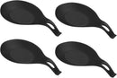TPE Spoon Rest,  Heat Resistant Kitchen Utensil Holder Spatula Ladle Rest for Counter Stove Top, Black 4Pcs