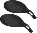 TPE Spoon Rest,  Heat Resistant Kitchen Utensil Holder Spatula Ladle Rest for Counter Stove Top, Black 4Pcs