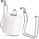 2 pieces - Diamond free hanging bathroom tissue roll dispenser suitable for small bathrooms, RVs, and campers - space saving storage hook (silver)