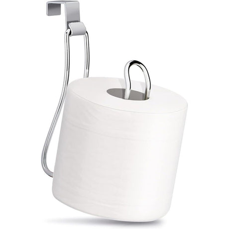 2 pieces - Diamond free hanging bathroom tissue roll dispenser suitable for small bathrooms, RVs, and campers - space saving storage hook (silver)