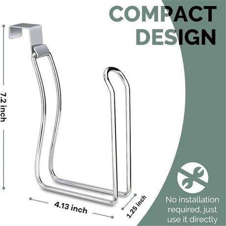 2 pieces - Diamond free hanging bathroom tissue roll dispenser suitable for small bathrooms, RVs, and campers - space saving storage hook (silver)