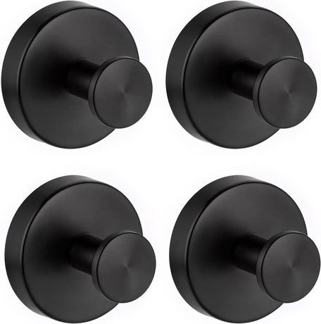 Suction Cup Hooks for Shower, Removable Towel Hooks for Bathrooms Wall, Glass, Window No Drill Shower Suction Hooks for Hanging, Robe, Loofah, Wreath 4 Pcs Black