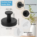 Suction Cup Hooks for Shower, Removable Towel Hooks for Bathrooms Wall, Glass, Window No Drill Shower Suction Hooks for Hanging, Robe, Loofah, Wreath 4 Pcs Black
