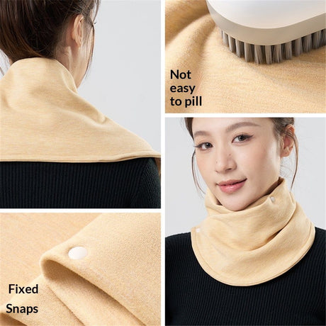 Neck Warmer Scarf for Woman Thickened Warm Neck Gaiter with Two Buttons Riding Windproof Warm Scarf（skin color）