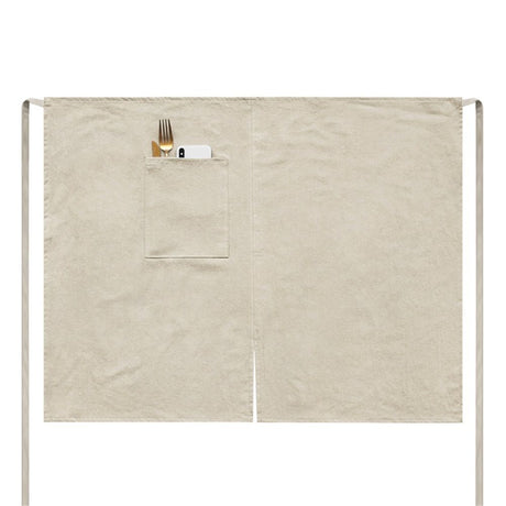 Linen Half Apron Bistro Apron  Half Apron with Pockets Craft Waist Apron for Cooking Baking Gardening Art  beige  (straight insertion bag)
