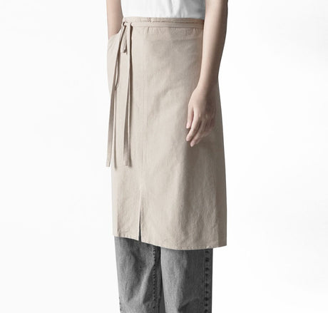 Linen Half Apron Bistro Apron  Half Apron with Pockets Craft Waist Apron for Cooking Baking Gardening Art  beige  (straight insertion bag)