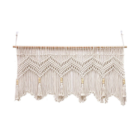 Kitchen Curtains 120*55cm Farmhouse Boho Curtains with Tassels for Bedroom, Livingroom, Bathroom Windows（Without wooden sticks）