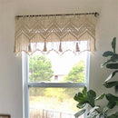 Kitchen Curtains 120*55cm Farmhouse Boho Curtains with Tassels for Bedroom, Livingroom, Bathroom Windows（Without wooden sticks）