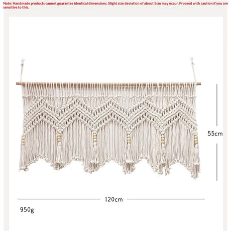 Kitchen Curtains 120*55cm Farmhouse Boho Curtains with Tassels for Bedroom, Livingroom, Bathroom Windows（Without wooden sticks）