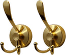 2pcs Cup Hooks for Shower,Bathroom - Heavy Duty, Removable,Waterproof, No Drill Holds Towels, Robes, Wreath on Glass, Tile, Mirror, Door（Golden）double-headed