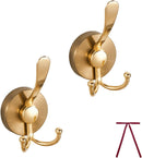 2pcs Cup Hooks for Shower,Bathroom - Heavy Duty, Removable,Waterproof, No Drill Holds Towels, Robes, Wreath on Glass, Tile, Mirror, Door（Golden）double-headed
