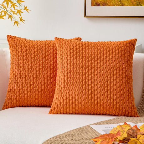 Throw Pillow Covers 18*18Set of 2 Fall Pillow Covers, Decorative Throw Pillows for Couch, Bed, and Home Decor（tangerine orange）