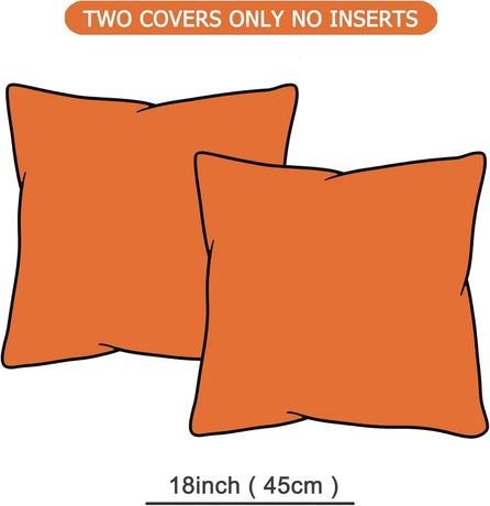 Throw Pillow Covers 18*18Set of 2 Fall Pillow Covers, Decorative Throw Pillows for Couch, Bed, and Home Decor（tangerine orange）
