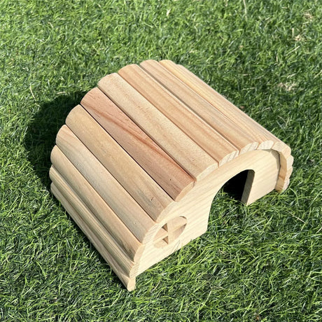 Wooden Hamster House, Arched Hideout Small Animal Hideout Hamsters Nesting Habitat for Gerbils Chinchillas Guinea Pigs Small Animals（18*12.8*10.5cm）