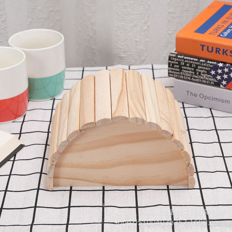 Wooden Hamster House, Arched Hideout Small Animal Hideout Hamsters Nesting Habitat for Gerbils Chinchillas Guinea Pigs Small Animals（18*12.8*10.5cm）