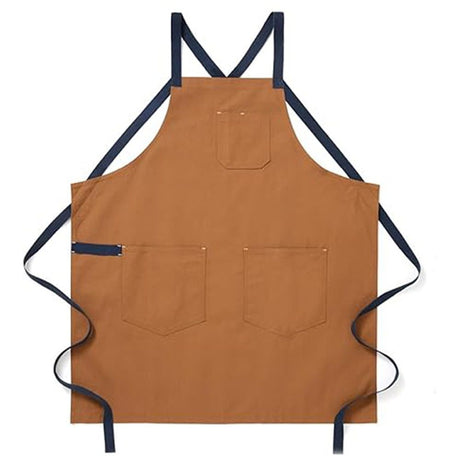 Professional Chef Apron with Pockets - Kitchen Apron for Men - Grilling Apron - Chef Aprons for Men - Apron for Women -  Cotton Canvas Fabric（light brown）