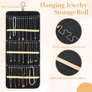 Hanging Jewelry Organizer- Dual-Sided Hanging Jewelry Organizers and Storage for Necklaces, Earrings Holder on Closet, Wall, Door, Christmas Gifts for Women,Black  L