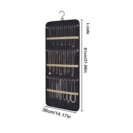 Hanging Jewelry Organizer- Dual-Sided Hanging Jewelry Organizers and Storage for Necklaces, Earrings Holder on Closet, Wall, Door, Christmas Gifts for Women,Black  L