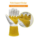 Sheepskin labor protection argon arc welding gloves, heat-insulating and heat-resistant welding gloves, high temperature resistant welding gloves, gloves used on construction sites（White+Yellow M）