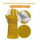 Sheepskin labor protection argon arc welding gloves, heat-insulating and heat-resistant welding gloves, high temperature resistant welding gloves, gloves used on construction sites（White+Yellow M）