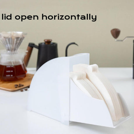 Coffee Filter Paper Holder with Dustproof Cover Coffee Filter Storage Container Filter Paper Box (Large for v02 filter paper)white