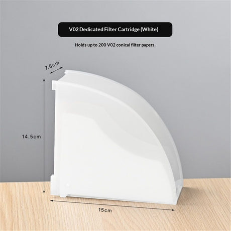 Coffee Filter Paper Holder with Dustproof Cover Coffee Filter Storage Container Filter Paper Box (Large for v02 filter paper)white