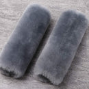Soft and comfortable wool car seat belt cover, 2-piece fluffy seat belt cushion, wool leather shoulder strap for adults, children, men and women (gray)