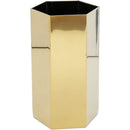 Pen Holder, Gold Pen Holder Sixsided Vase Hexagonal Nordic Stainless Steel Metal Golden Container Stainless Alloy Ornaments Make Up Organizer Gold Pencil Holders