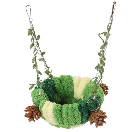 Bird's Nest hammock toy, suitable for small and medium-sized pet parrots, long tailed parrots, cockatoos, cockatoos, Amazon lovebirds, boogie, finch, canary, hamster, sand rat (green swing nest)