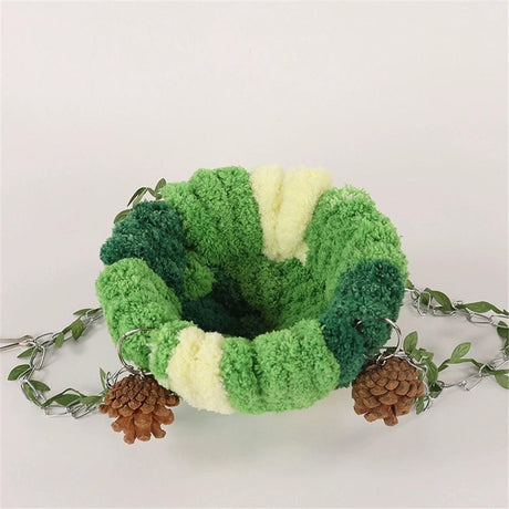 Bird's Nest hammock toy, suitable for small and medium-sized pet parrots, long tailed parrots, cockatoos, cockatoos, Amazon lovebirds, boogie, finch, canary, hamster, sand rat (green swing nest)