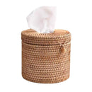 Vine woven circular paper tube tissue box, Chinese style paper box, hand woven living room tissue box