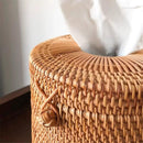 Vine woven circular paper tube tissue box, Chinese style paper box, hand woven living room tissue box