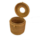 Vine woven circular paper tube tissue box, Chinese style paper box, hand woven living room tissue box