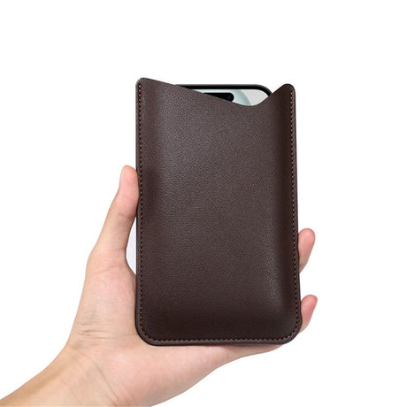Leather Cell Phone Holster, Cell Phone Pouch Holder Men, Universal Leather Phone Sleeve Leather Wallet Holster Phone Bag  brown, medium size