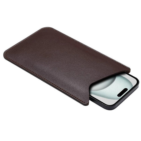 Leather Cell Phone Holster, Cell Phone Pouch Holder Men, Universal Leather Phone Sleeve Leather Wallet Holster Phone Bag  brown, medium size