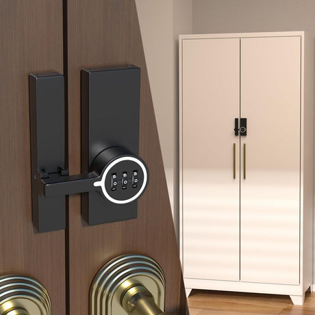 Black (Luminous) 180 Degree Barn Door Lock,3 Digit Password Keyless,Mechanical Password Lock,Flip Latch with Combination,for Barn Door,