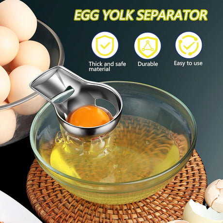 2pcs Egg Yolk Separator，Egg Separator for Raw Eggs,Food Grade Stainless Steel Egg Yolk White Separator, Kitchen Baking Gadgets