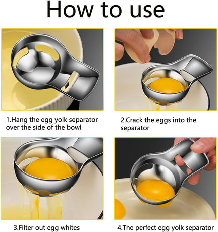 2pcs Egg Yolk Separator，Egg Separator for Raw Eggs,Food Grade Stainless Steel Egg Yolk White Separator, Kitchen Baking Gadgets